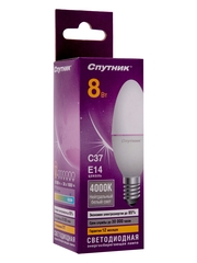 Светодиодная лампа LED C37 8W/4000K/E14 Спутник